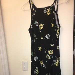 Black floral skater dress